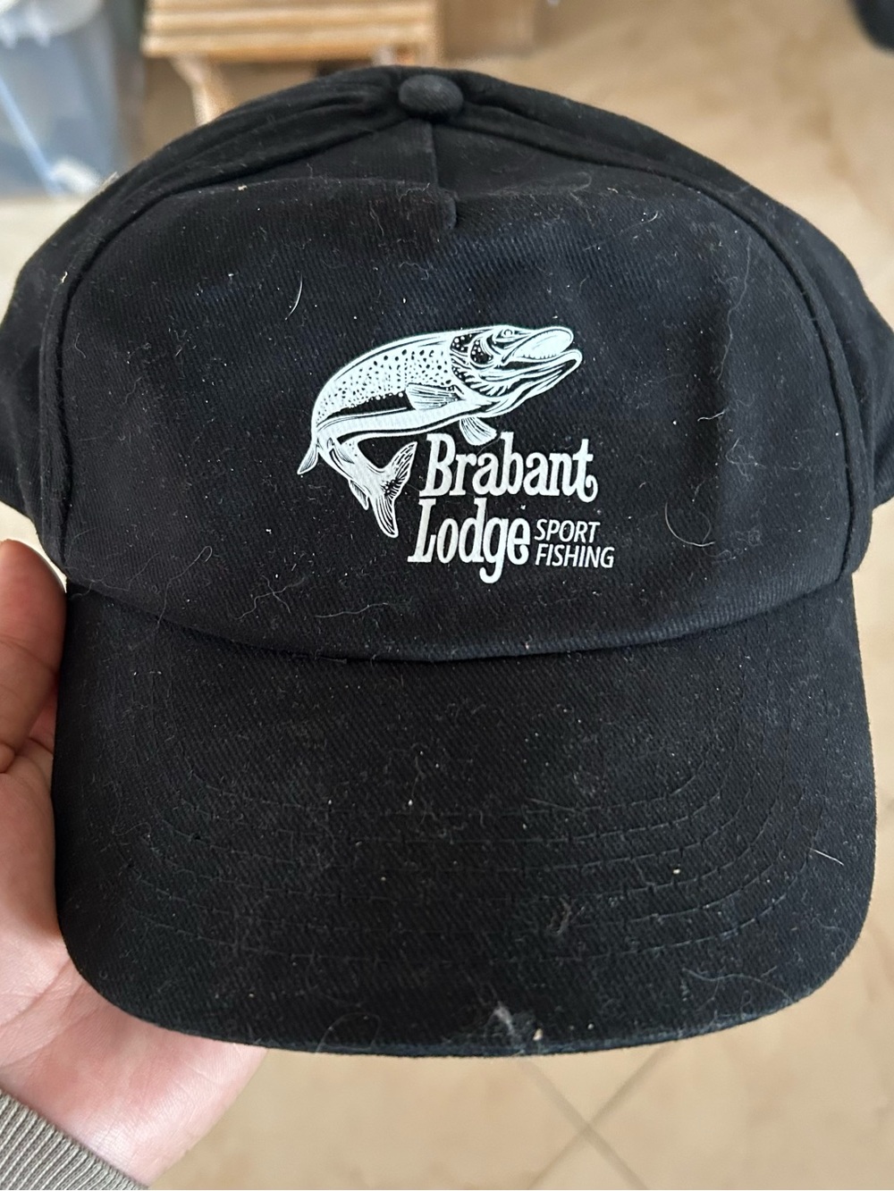 Brabant lodge Black Sport Fishing Cap adjustable black white logo #96
